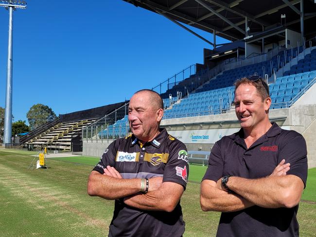 Local rugby league personalities Ashley Robinson and Billy Moore have been strong supporters for the Sunshine Coast Stadium expansion.