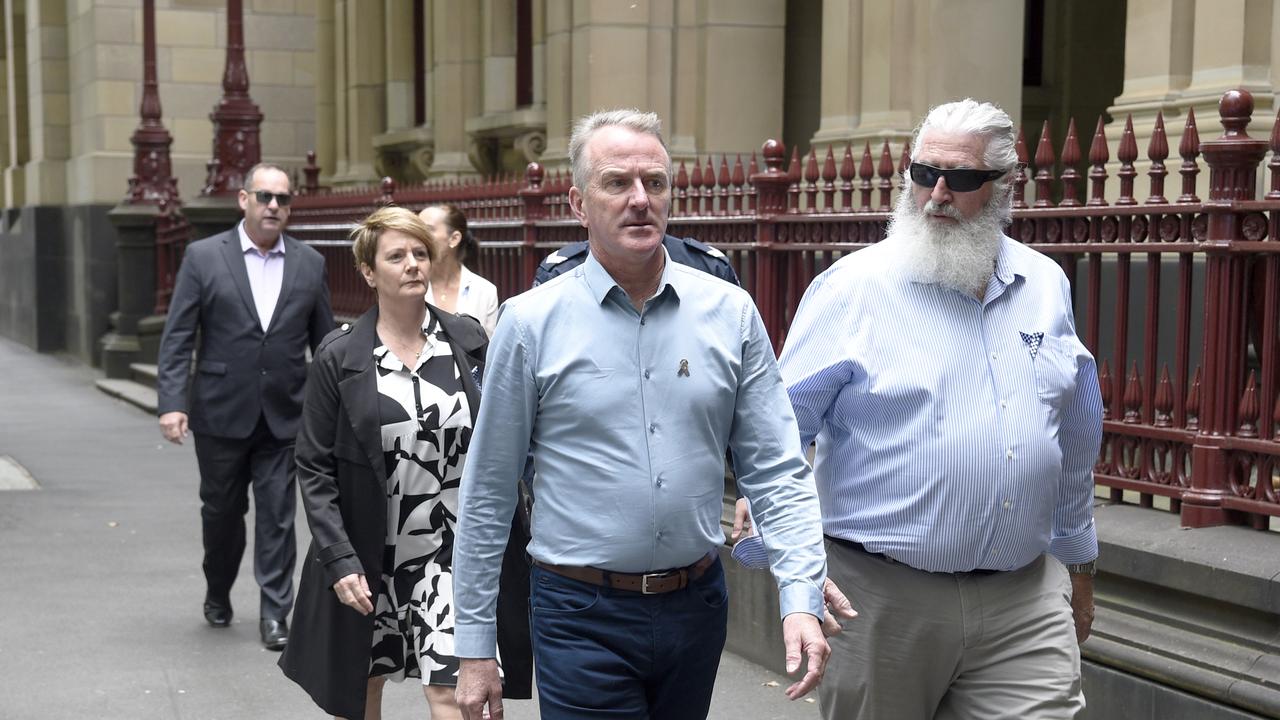 Family of the police members killed in the Eastern Freeway crash attended the hearing. Picture: NCA NewsWire / Andrew Henshaw