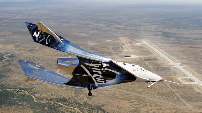 Virgin Galactic’s Unity spaceship flies free in a test flight over New Mexico early in May.