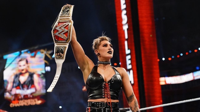 Rhea Ripley’s triumph came in front of 25,000 screaming fans at Tampa Bay’s Raymond James Stadium. Picture: WWE