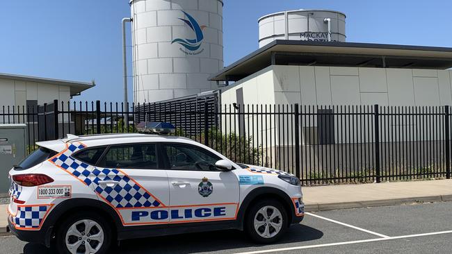 A police car remains on scene at Mackay Northern Beaches State High School following the resolution of an alleged bomb threat at the school on the morning of September 15. Picture: Duncan Evans