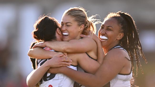 The AFLW is building. (Photo by Morgan Hancock/Getty Images)