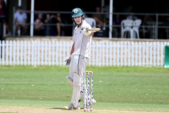 Uni’s Blake Armstrong batting for BBC in the GPS First XI competition. Picture, John Gass