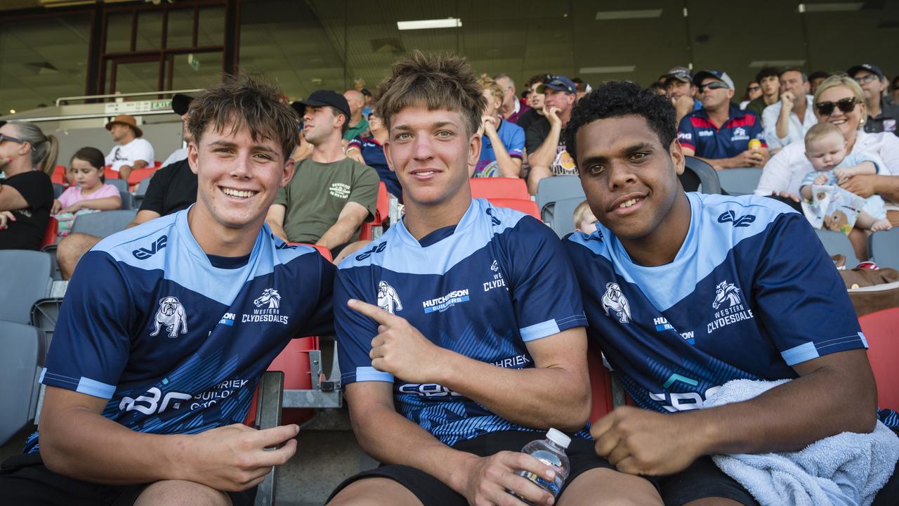 Western Clydesdales Cyril Connell Cup players (from left) Brodie Hilt, Braithen Scott and Shaun Elara. Picture: Kevin Farmer