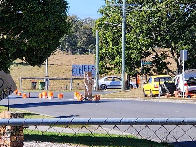 A Yamanto man randomly paints his own, lookalike Council road markings after issues with long verge grass. Picture: Supplied.