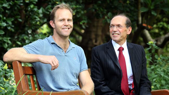 Car Next Door CEO Will Davies, left, and Caltex Australia CEO Julian Segal. Picture: James Croucher