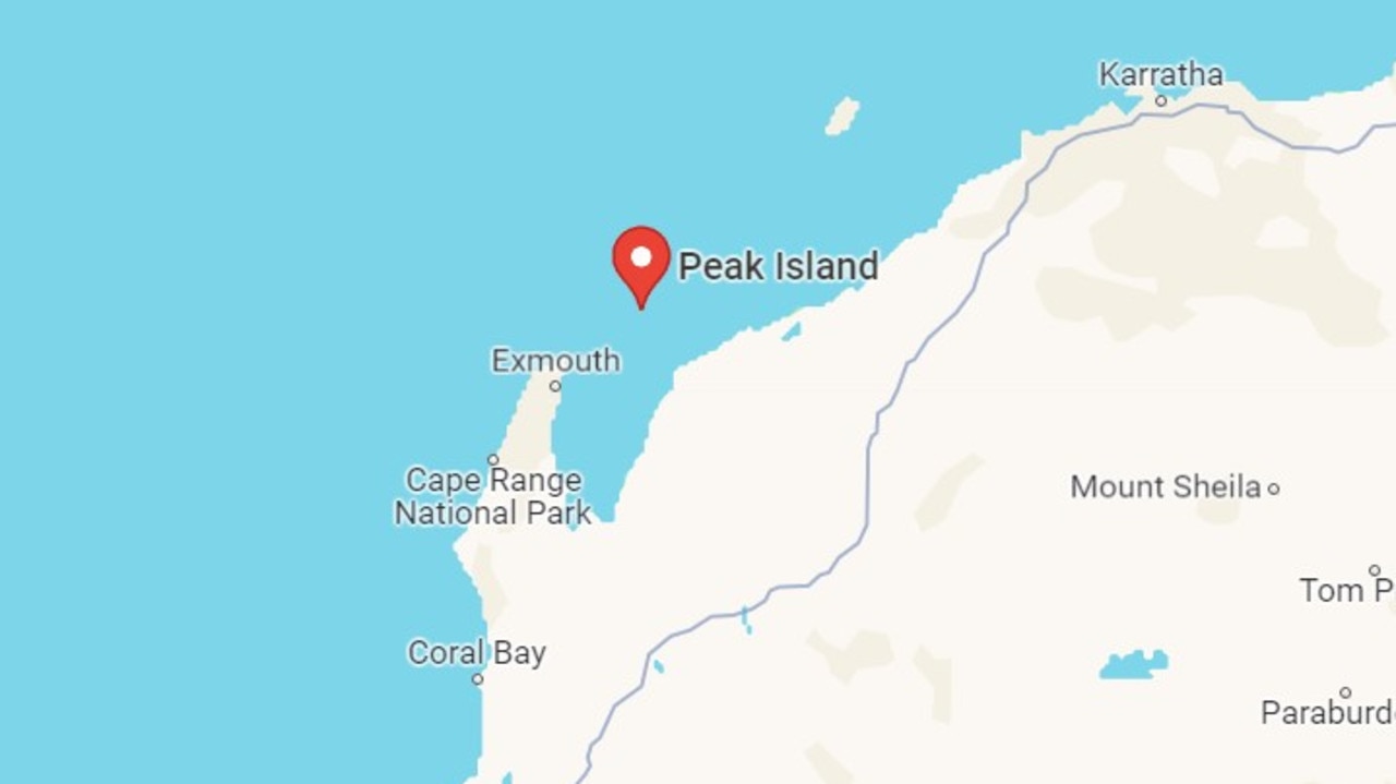 A spearfisher suffered minor injuries after being attacked by a lemon shark off Peak Island, near Exmouth, about 2pm Friday. Picture: Google Maps