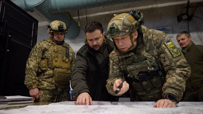 Ukrainian President Volodymyr Zelensky and Colonel General Oleksandr Syrskyi. Picture: AFP