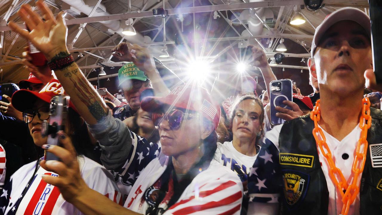 Supporters listen to former president Donald Trump at a campaign rally in New Hampshire, US. Picture: Spencer Platt/Getty Images/AFP