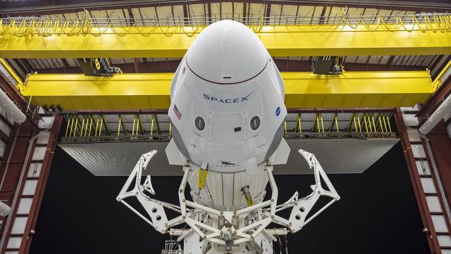 The Crew Dragon spacecraft at Launch Complex 39A last week. Picture SpaceX via AFP