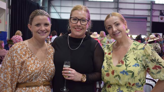 Brigette Gooderham, Kate Harris and Kylie Moers at the Westpac High Tea at Beef Australia 2024. Picture: Aden Stokes