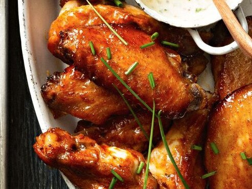 Smoky maple and barbecue chicken wings.