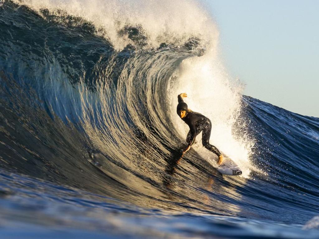 Sophie McCulloch surfing a wave just before she broke her back near Margaret River.