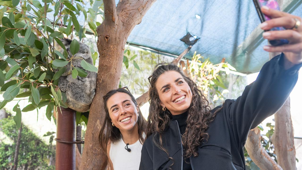 The sisters take a selfie with their namesake. Picture: supplied