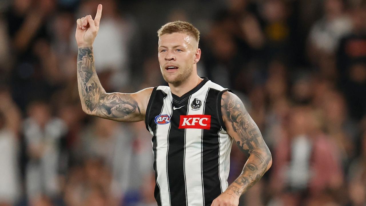 Jordan De Goey is in trouble at the Magpies. Picture: Michael Willson/AFL Photos via Getty Images