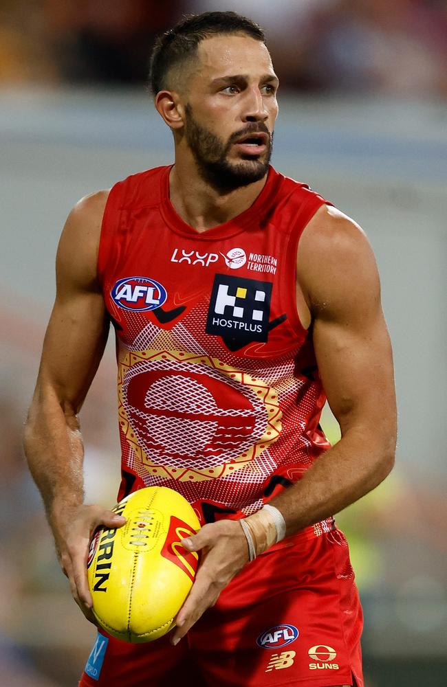 Ben Long of the Suns in action during the 2025 AFL Round 09 match between the Gold Coast Suns and the Western Bulldogs at TIO Stadium Picture: Michael Willson/AFL Photos via Getty Images