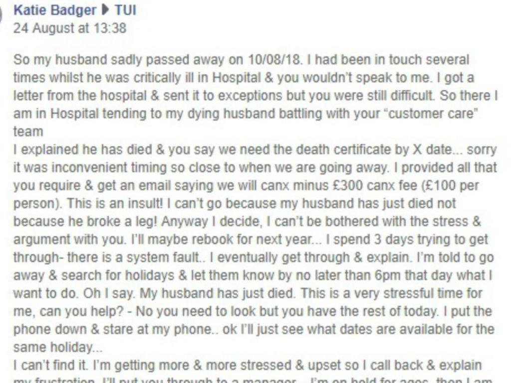 Mrs Badger was left with no option but to approach the company on Facebook. Picture: Deadline News