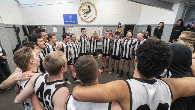 Narre Warren players celebrate their recent win. Picture: Valeriu Campan