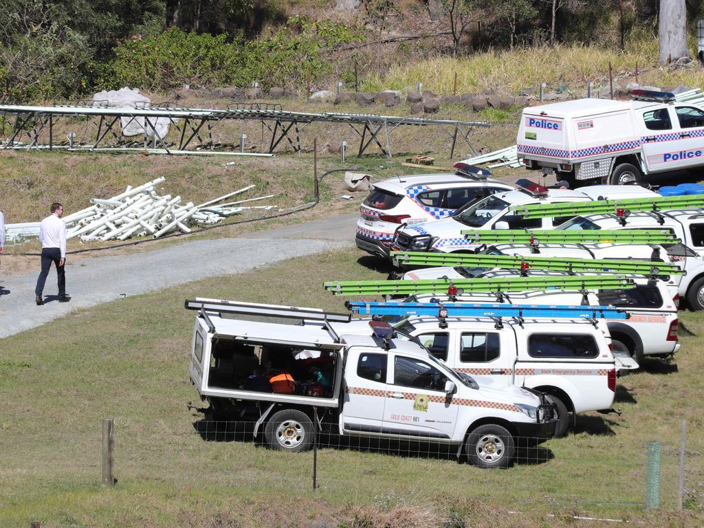 Police begin searching the Bonogin Valley property on Monday where they hope to find remainds of 32-year-old Tina Greer from Beechmont, who was last seen in January 2012. Picture: Glenn Hampson