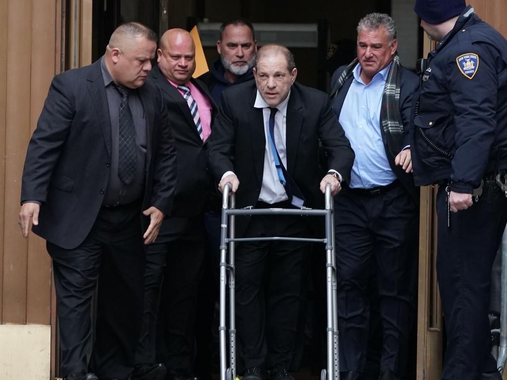 Harvey Weinstein and his walking frame. Picture: AFP