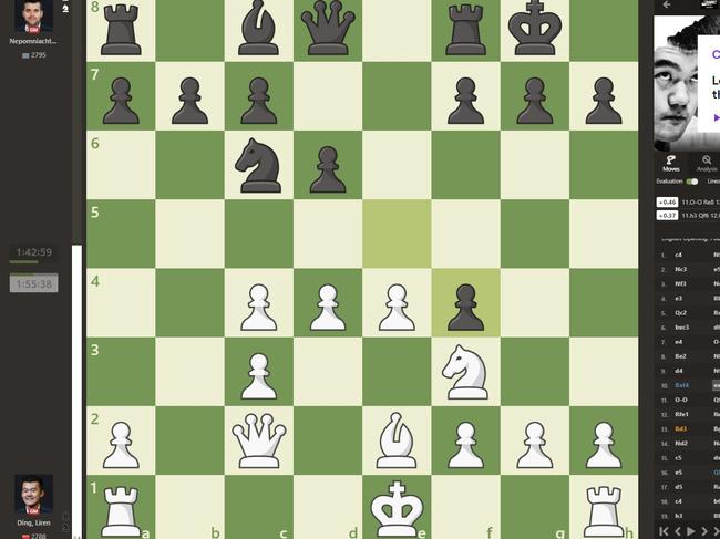 The game started with the English Opening. Picture: Chess.com