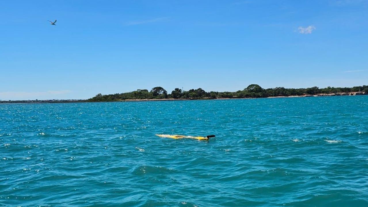 One of kayaks, which Mr Bakes said the students and teachers had abandoned after they were filling up with water.