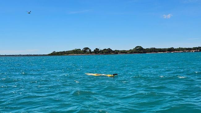 One of kayaks, which Mr Bakes said the students and teachers had abandoned after they were filling up with water.