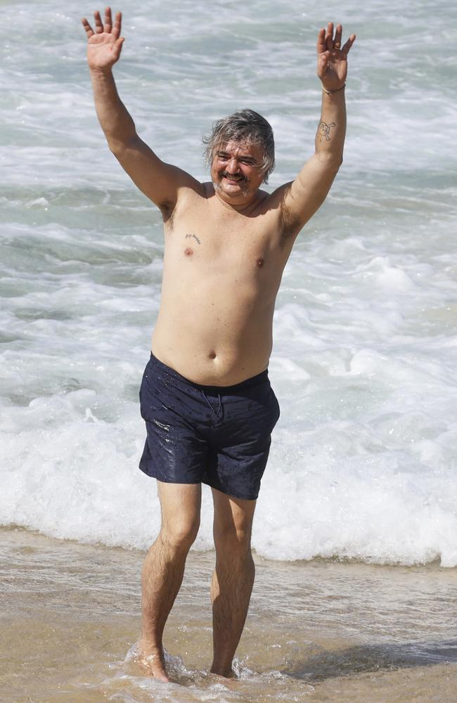 British rocker Pete Doherty takes a dip at Sydney's famous Bondi Beach. Picture: MEDIA-MODE
