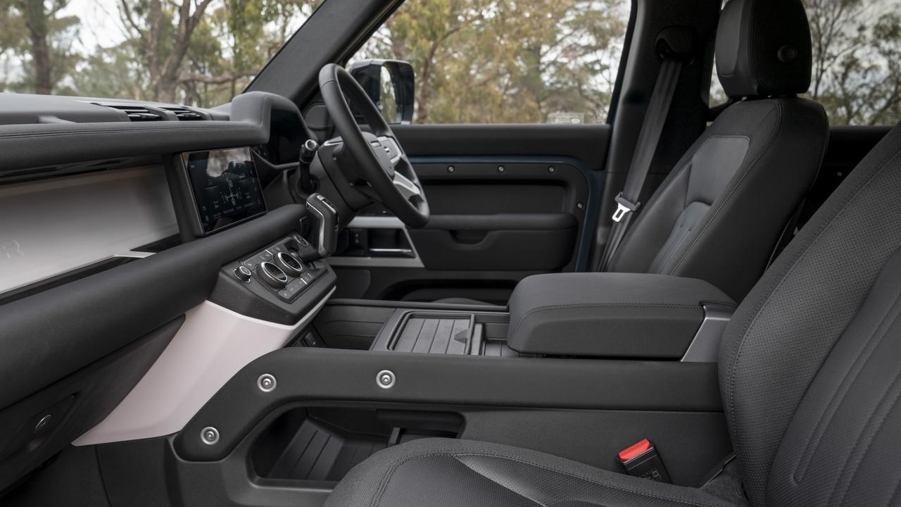 The Defender comes with a 10-inch touchscreen inclusive of smartphone mirroring apps Apple CarPlay and Android Auto connected to a six-speaker stereo, dual-zone aircon, keyless entry and electric adjustable front seats all complimentary.