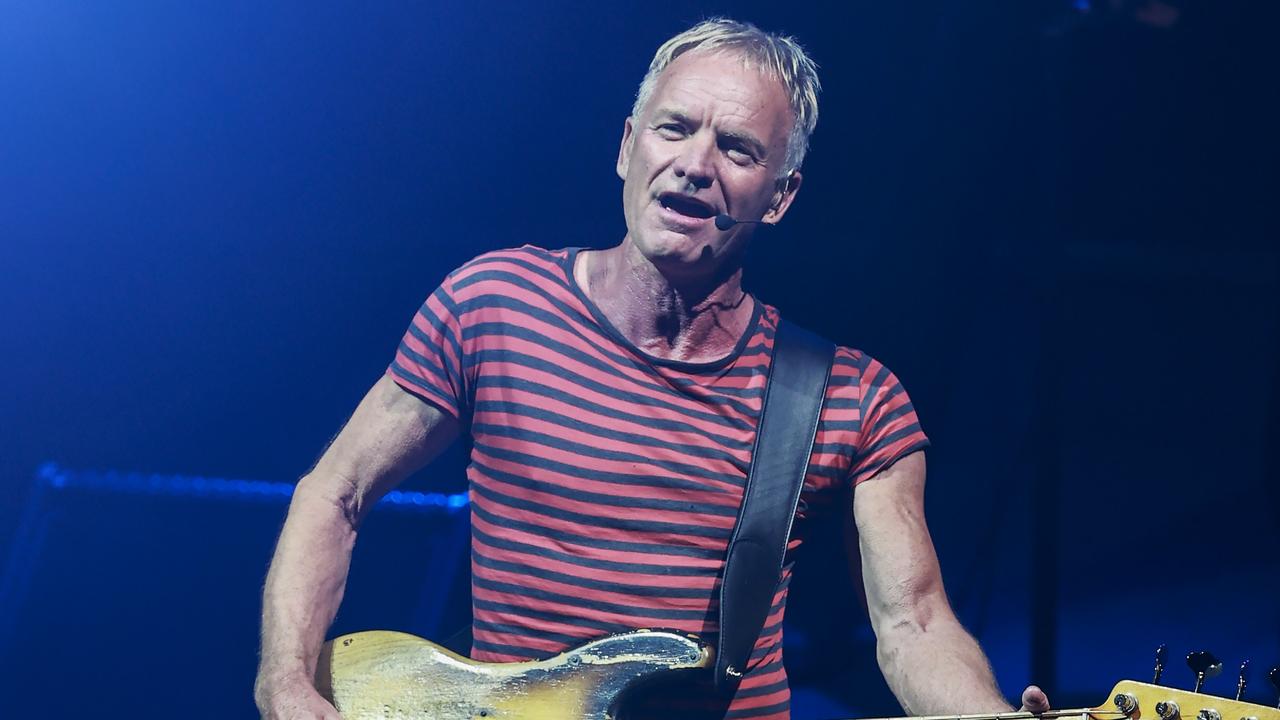 Sting performing at the Aware Super Theatre, Darling Harbour, Sydney, tonight. Picture: Justin Lloyd.