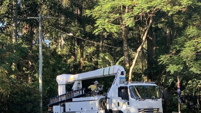 Emergency services were called to Clithero Avenue, Buderim, on Tuesday morning to respond to a powerline fire.