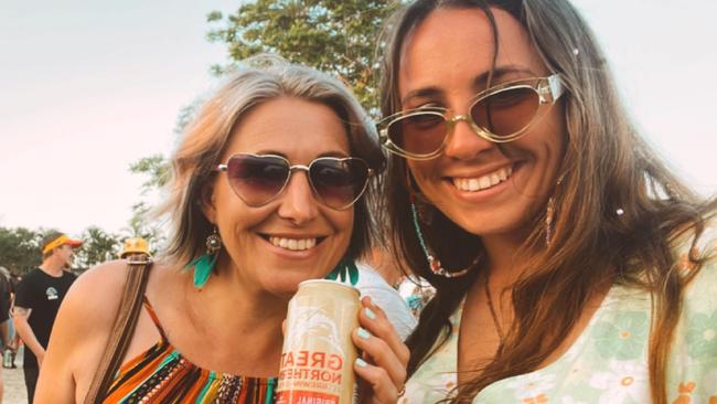 Riqui Vines and her aunty Angela Elliott at the Lost and Found Music Festival earlier in the evening.