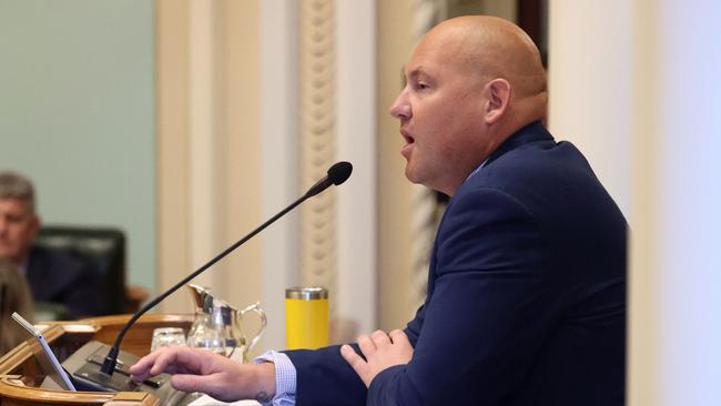 Speaker Curtis Pitt in Question Time in Queensland Parliament on Wednesday. He was approached six times by parliamentary clerk Neil Laurie, who suggested he leave the chair. Picture: Liam Kidston