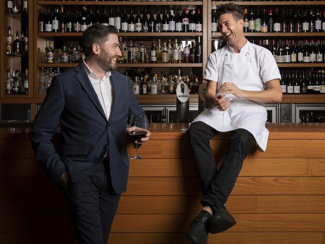 Sommelier Ian Trinkle and chef Ben Russell at Aria Brisbane