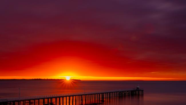 Sunrise over the Point Lonsdale pier. Picture: Vineesh Ramakrishna