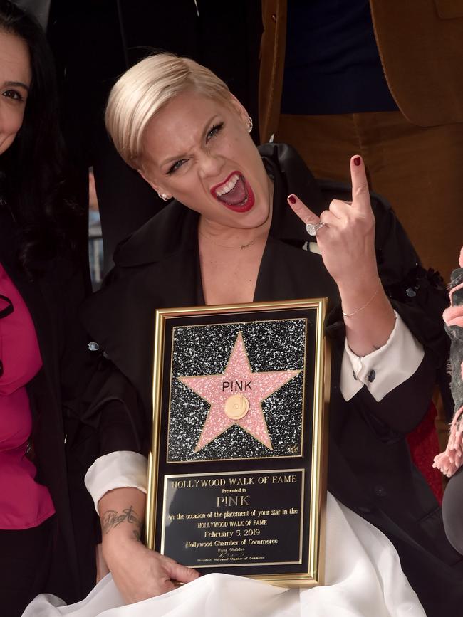 Pink attends a ceremony honoring her with the 2656th star on The Hollywood Walk Of Fame. Picture: Getty