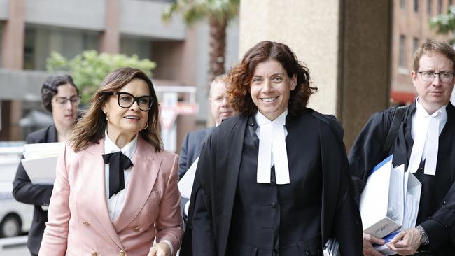 Lisa Wilkinson, left, and defamation lawyer Sue Chrysanthou SC arrive at Federal Court for the Bruce Lehrmann trial. Picture: NCA NewsWire / Dylan Coker