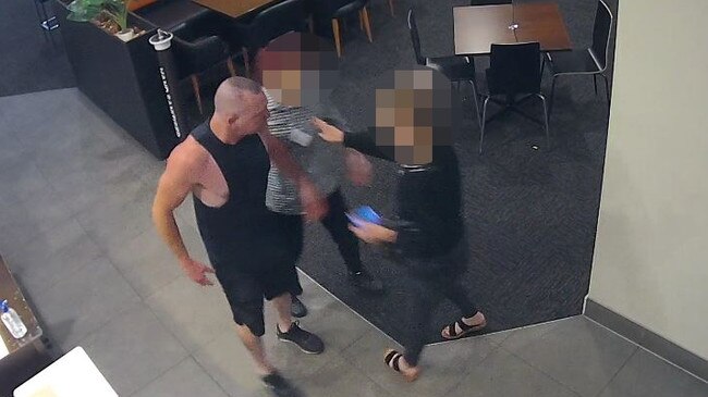 Security camera footage showing Dale Lush fighting with a patron, his partner and then a security guard at a northern suburbs hotel.