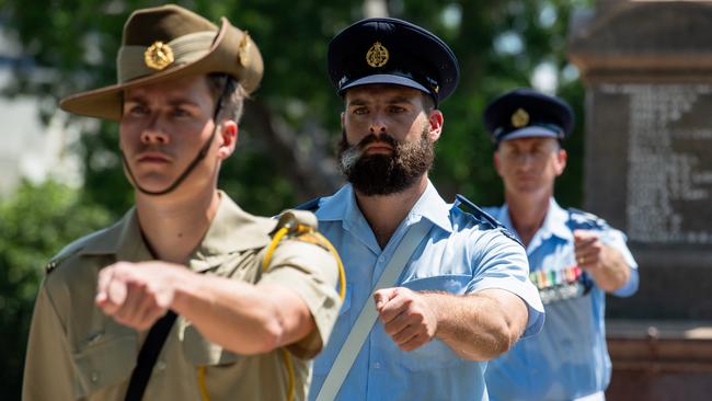 A catafalque party guards the Darwin Cenotaph on Remembrance Day service, 2024. Picture: Pema Tamang Pakhrin