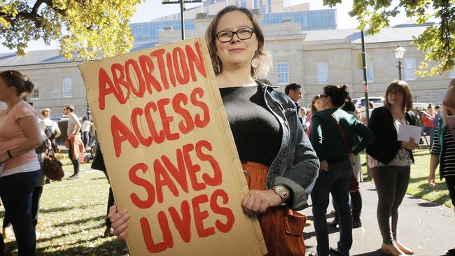 Elizabeth Smith at a protest about women's health and access to abortion services outside Parliament earlier this year. Picture: Mathew Farrell