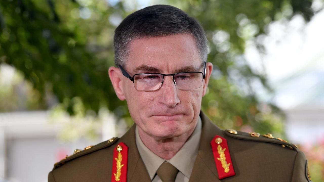 Chief of the Defence Force General Angus Campbell at the Royal Commission in Defence and Veteran Suicide currently sitting in Townsville. Picture: Evan Morgan