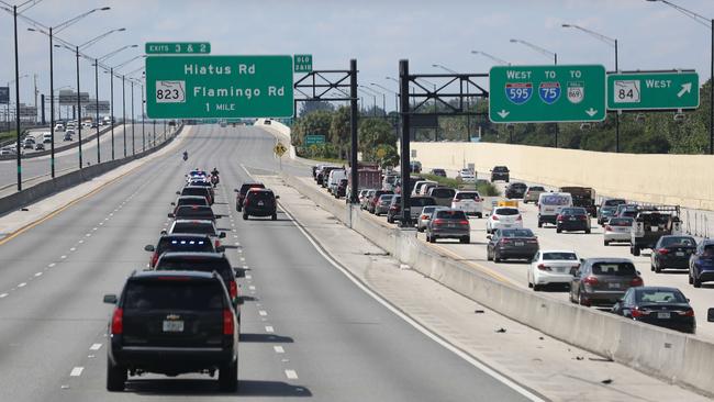 Joe Biden's motorcade in Pembroke Pines, Florida. Picture: AFP.