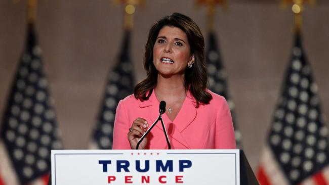 Nikki Haley speaks on the first day of the Republican National Convention from Washington. Picture: AFP