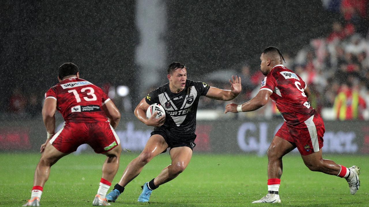 Joey Manu was unstoppable in his first game at fullback for New Zealand. Picture: Getty Images.