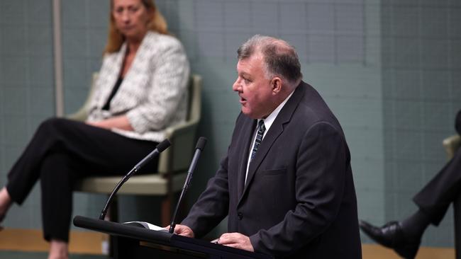 Craig Kelly gives a speech to the parliament after Question Time on Tuesday. Picture: Gary Ramage