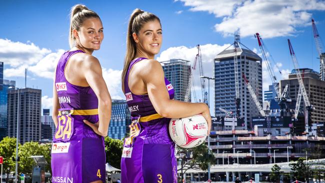 Rising Firebirds stars Tippah Dwan and Lara Dunkley. Picture: Nigel Hallett