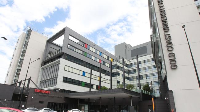 Alleged Comanchero bikie Dion Spizzirri has been sentenced after he punched another man at the Gold Coast University Hospital (pictured). Picture Mike Batterham