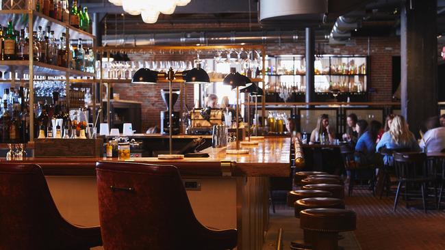 The bar at Crossroads Hotel, Kansas City.