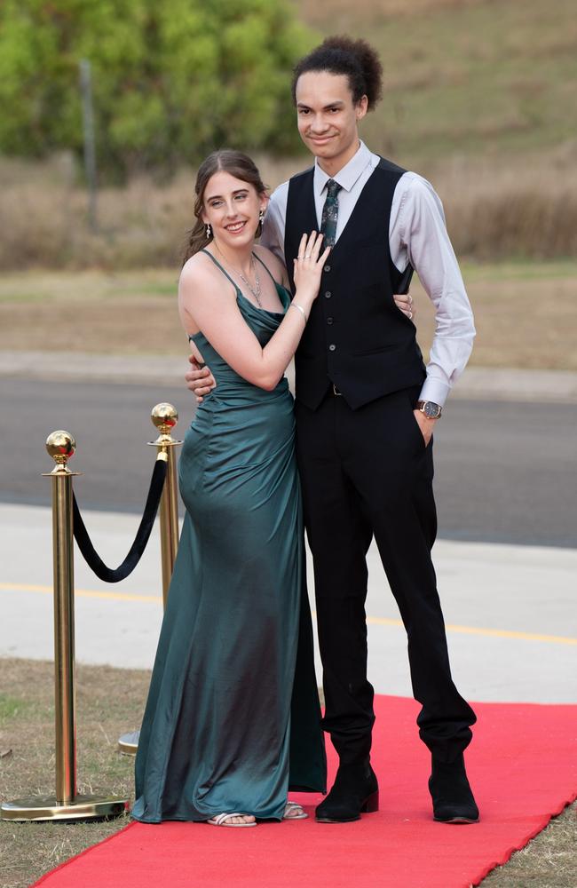 Emily Kernick and Alex Bleyerveld of Cooloola Christian College graduating class 2023 arrive at their formal. October 5, 2023. Picture: Christine Schindler