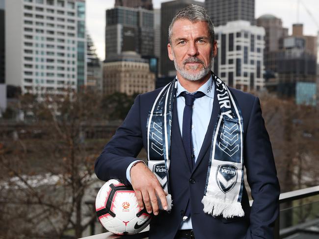 MELBOURNE, AUSTRALIA - JULY 10: New Melbourne Victory Head Coach Marco Kurz poses during the Melbourne Victory A-League Media Opportunity at Crown Entertainment Complex on July 10, 2019 in Melbourne, Australia. (Photo by Michael Dodge/Getty Images)